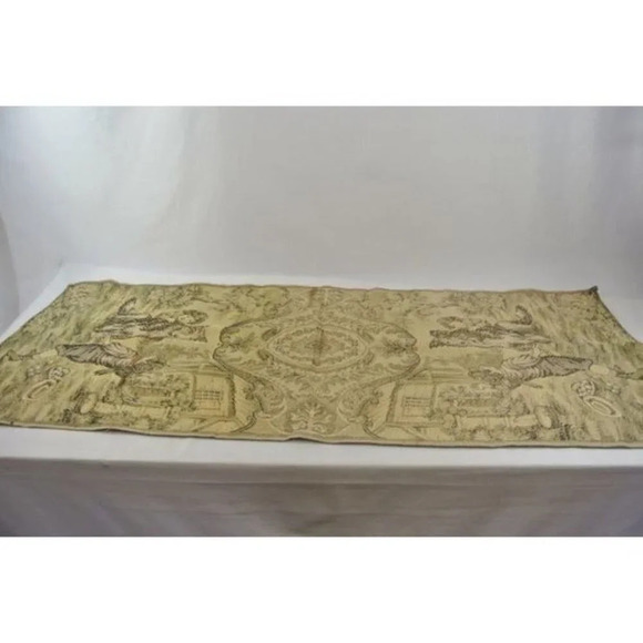 Tapestry Woven Table Runner w/ Dog and Children Scene  Vintage - Picture 3 of 7